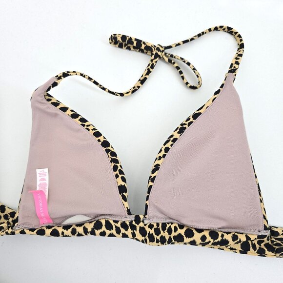Victoria's Secret The Plunge Halter Cheetah Push Up SEXY BIkini Top Women Size S - Picture 4 of 6